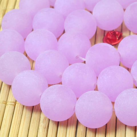 YesBeads 32 pcs of Natural Dyed Purple Jade matte round beads in 12mm