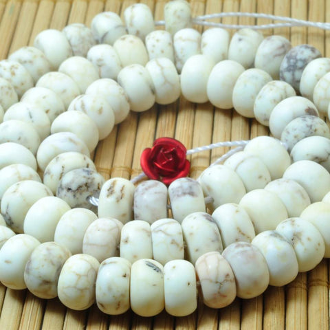 78 Pcs of  Natural white Turquoise matte rondelle beads in 5x8mm