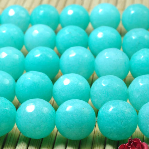 37 pcs of Natural Dyed Blue Jade faceted round beads in 10mm