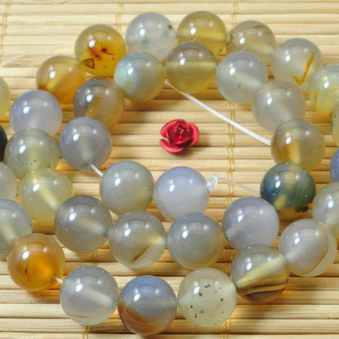 38 pcs of Natural Grey Agate smooth round beads in 10mm