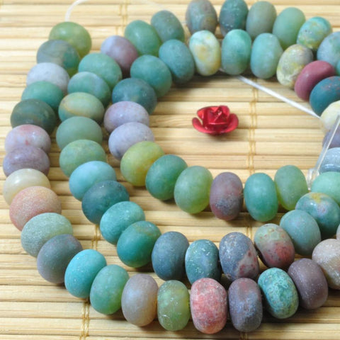 YesBeads Natural Indian Agate matte rondelle beads wholesale gemstone jewelry making