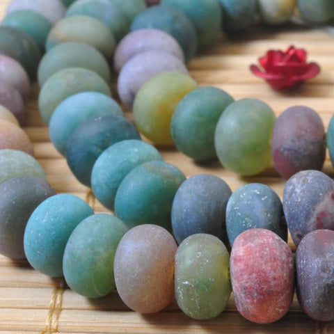 YesBeads Natural Indian Agate matte rondelle beads wholesale gemstone jewelry making