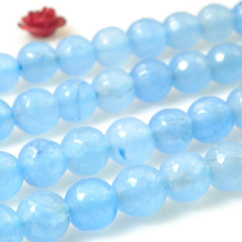 62 pcs of Natural Dyed Blue Jade faceted round beads in 6mm