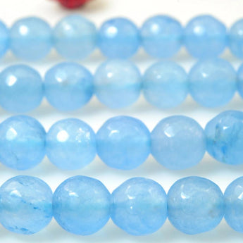 62 pcs of Natural Dyed Blue Jade faceted round beads in 6mm