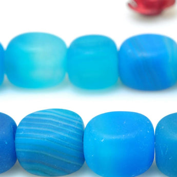 YesBeads 15 inches of Blue Agate Matte nugget beads in 6-7 wide X 8-9mm length