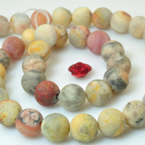 47 pcs of Natural Rainbow Mexican Crazy Lace Agate matte round beads in 8mm