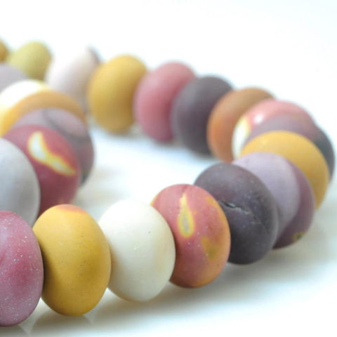 YesBeads 15 inches of Natural Mookaite matte rondelle beads in 6x10mm