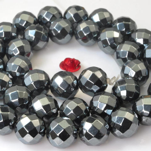 37 pcs Grey Iron Pyrite Faceted Round  Beads in 10mm(64 faces)