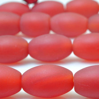 YesBeads 32 pcs of Natural Carnelian matte rice beads in 8 x 12mm