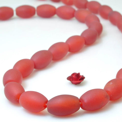 YesBeads 32 pcs of Natural Carnelian matte rice beads in 8 x 12mm