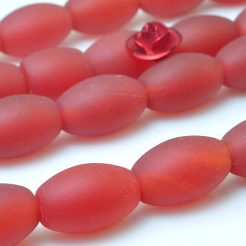 YesBeads 32 pcs of Natural Carnelian matte rice beads in 8 x 12mm