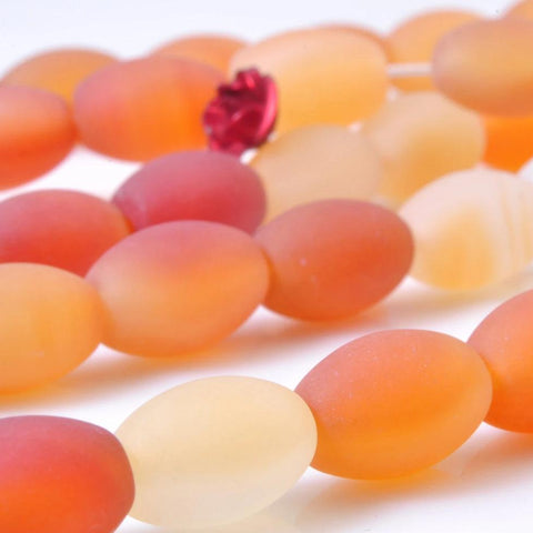 31 pcs of Natural Rainbow Agate  Matte rice beads in 8x12mm