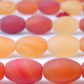 31 pcs of Natural Rainbow Agate  Matte rice beads in 8x12mm