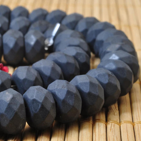 Black Onyx faceted matte rondelle beads wholesale gemstone jewelry making bracelet necklace diy stuff