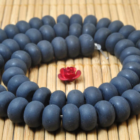 YesBeads Black Onyx matte rondelle beads wholesale gemstone jewelry making 15"
