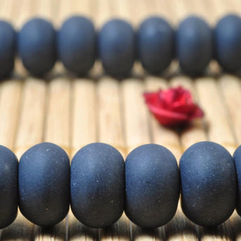 Black Onyx matte rondelle beads wholesale gemstone jewelry making bracelet necklace diy