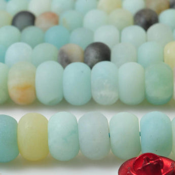 YesBeads 15 inches of Natural Amazonite matte rondelle beads in  4x6mm