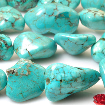 YesBeads 15 inches of GreenTurquoise  Rough Nugget Chunks smooth beads in 15-22 mmx 20-30mm