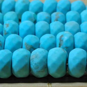 76 pcs of Chinese Turquoise matte faceted rondelle beads in 5x8mm
