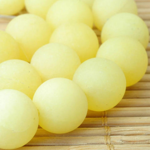 37 pcs of Natural Dyed Yellow Jade matte round beads in 10mm