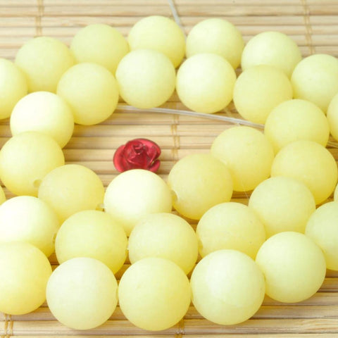 37 pcs of Natural Dyed Yellow Jade matte round beads in 10mm