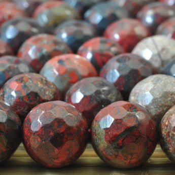 37 pcs of Natural Import Red Brecciated Jasper faceted round beads in 10mm
