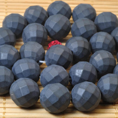 YesBeads Black Onyx faceted and matte round beads whoelsale gemstone jewelry making 15"