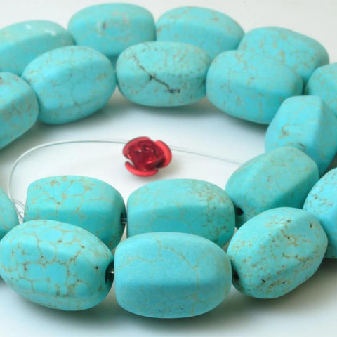 23 pcs of Chinese Turquoise matte drum beads in 11x15mm