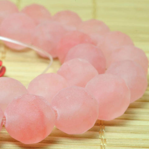 YesBeads Red Cherry quartz matte and faceted round beads wholesale gemstone jewelry making 15"