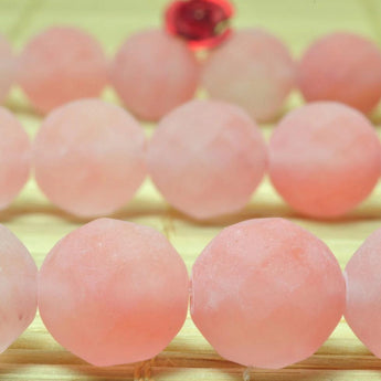 YesBeads Red Cherry quartz matte and faceted round beads wholesale gemstone jewelry making 15"