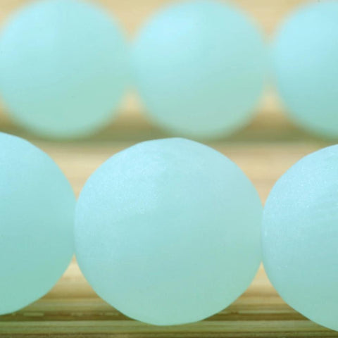 37 pcs of Natural Blue Jade matte round beads in 10mm