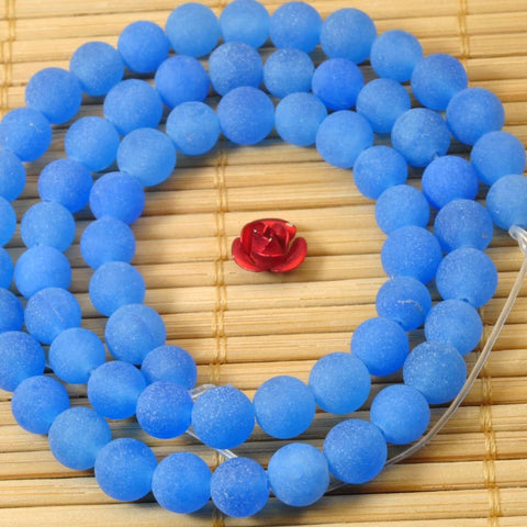 62 pcs of Natural Dyed Blue Jade matte round beads in 6mm