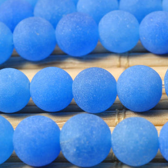 62 pcs of Natural Dyed Blue Jade matte round beads in 6mm