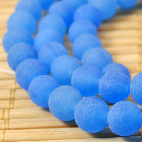 62 pcs of Natural Dyed Blue Jade matte round beads in 6mm