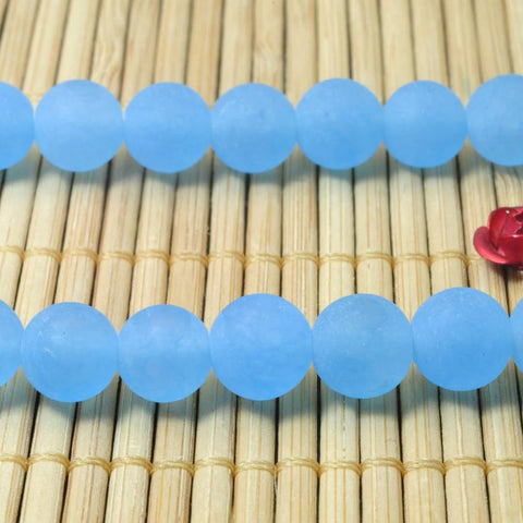 47 pcs of Blue Jade matte round beads in 8mm