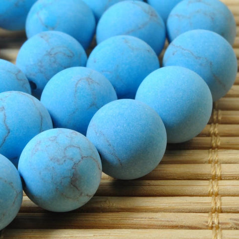 37 pcs of Blue Turquoise matte  round beads in 10 mm