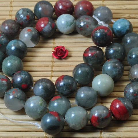37 pcs of Natural Africa Iron Blood Stone smooth round beads in 10mm