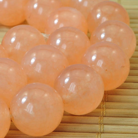 YesBeads Orange Jade smooth round loose beads wholesale gemstone jewelry making