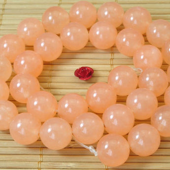 YesBeads Orange Jade smooth round loose beads wholesale gemstone jewelry making
