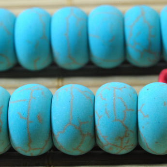 YesBeads 15 inches of Turquoise matte rondelle beads in 6x10mm