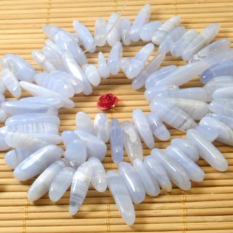YesBeads 15 inches of Natural Blue banded Agate smooth stick beads in 4-7mm wide X 13-22mm length