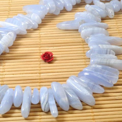 YesBeads 15 inches of Natural Blue banded Agate smooth stick beads in 4-7mm wide X 13-22mm length