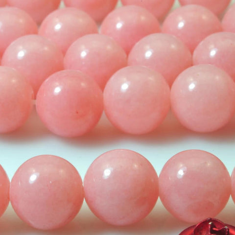 47 pcs of Pink Jade smooth Dyed round beads in 8mm