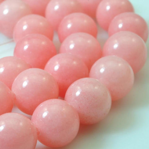 47 pcs of Pink Jade smooth Dyed round beads in 8mm