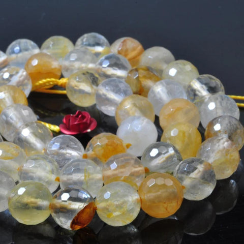 Natural citrine golden healer quartz stone faceted round loose beads wholesale gemstone for jewelry making diy bracelets necklace
