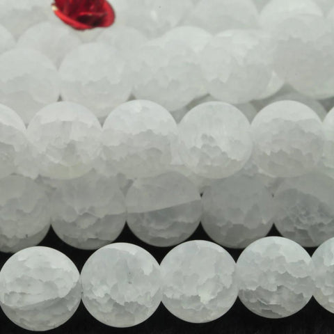 Snow Clear Quartz Rock Crystal Gemstone matte round Loose beads wholesale jewelry making stuff