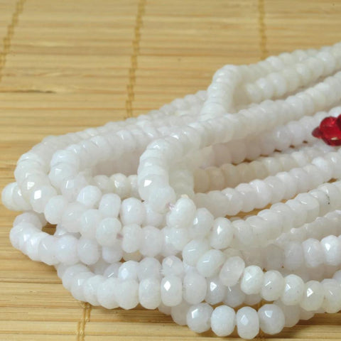 YesBeads Natural White Jade faceted rondelle loose beads wholesale gemstone jewelry