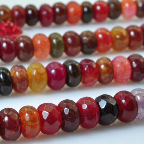90 pcs of Natural Rainbow Agate faceted rondelle beads in 4x6mm