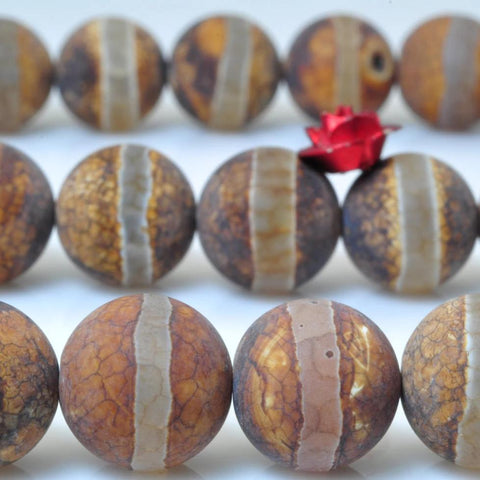 37 pcs of Retro Agate OneLine matte round beads in 10mm