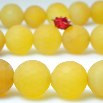 37 pcs of  Natural Yellow Agate matte round beads in 10mm